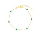 14K Yellow Gold DC Cable Six Turquoise Enamel Star - 7.25 in.