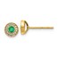 14k Yellow Gold Diamond and Emerald Post Earrings - 6 mm