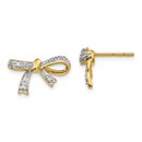 14k Yellow Gold Diamond Bow Post Earrings - 10 mm