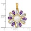 14K Yellow Gold Diamond Button Pearl/Amethyst Pendant - 28 mm