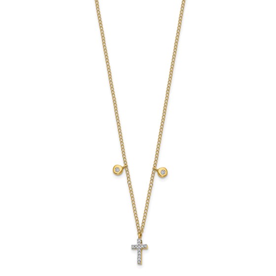 14k Yellow Gold Diamond Cross Necklace - 16.5 in. 14k Yellow Gold Diamond Cross Necklace - 16.5 in.