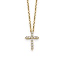 14K Yellow Gold Diamond Cross Necklace - 18 in.