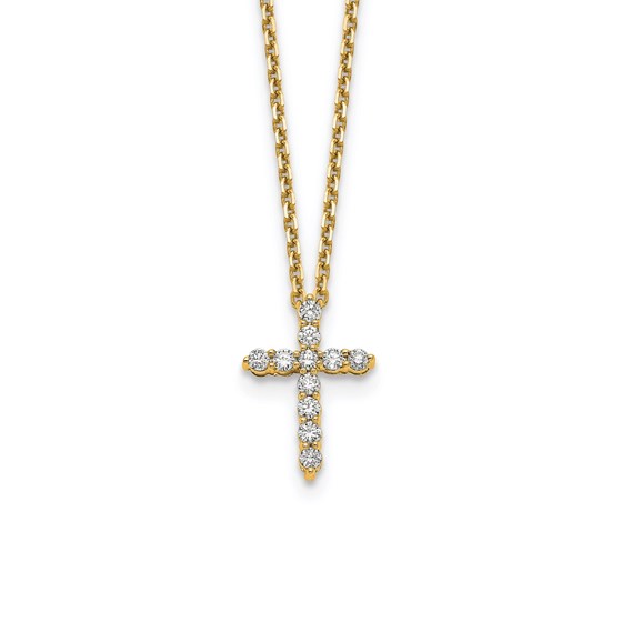 14K Yellow Gold Diamond Cross Necklace - 18 in. 14K Yellow Gold Diamond Cross Necklace - 18 in.
