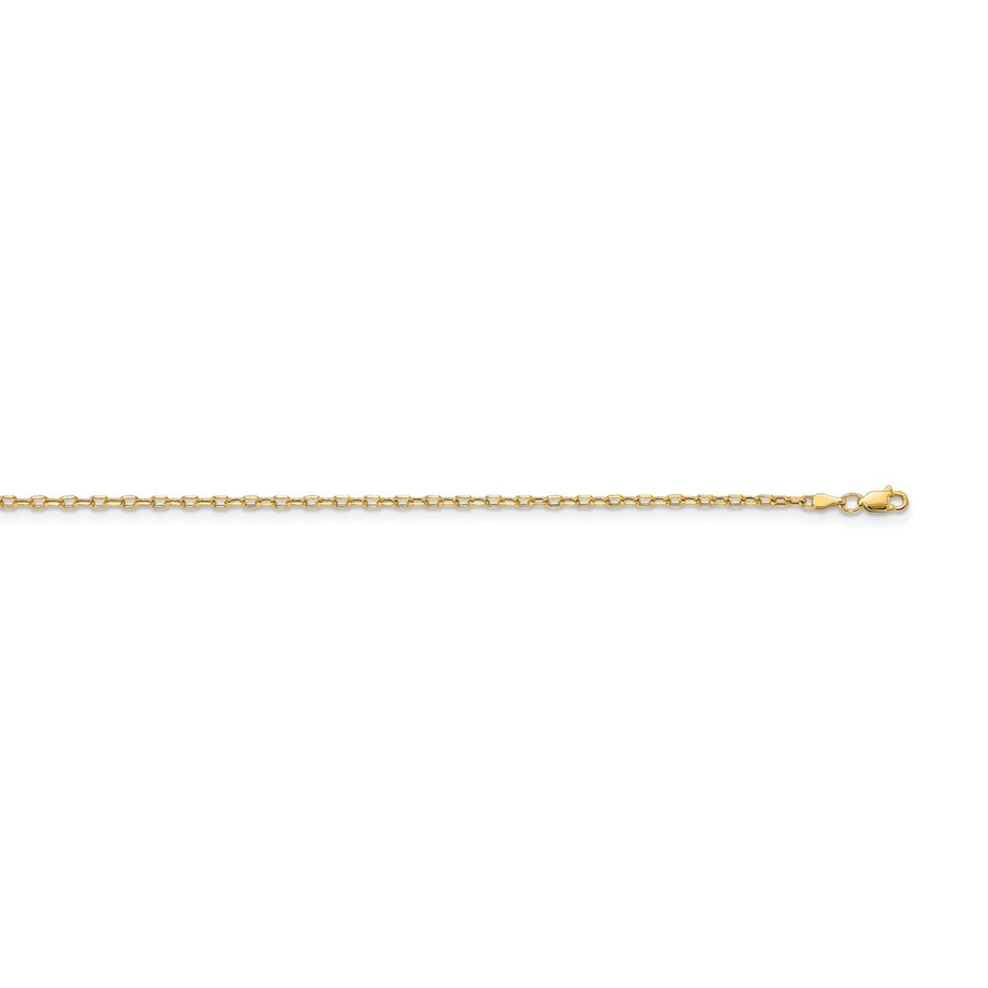 14k Yellow Gold Diamond Cut 3 mm Open Link Cable Chain - 20 in.