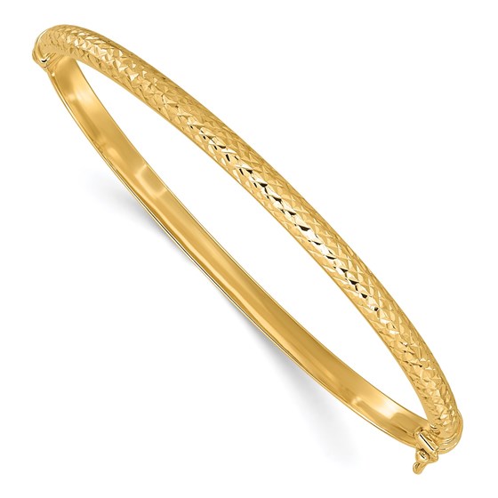 14K Yellow Gold Diamond Cut 4mm Hinged Bangle 14K Yellow Gold Diamond Cut 4mm Hinged Bangle