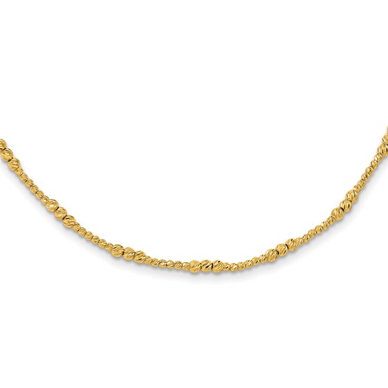 14K Yellow Gold Diamond-cut Beaded 18in Necklace - 18 in. 14K Yellow Gold Diamond-cut Beaded 18in Necklace - 18 in.