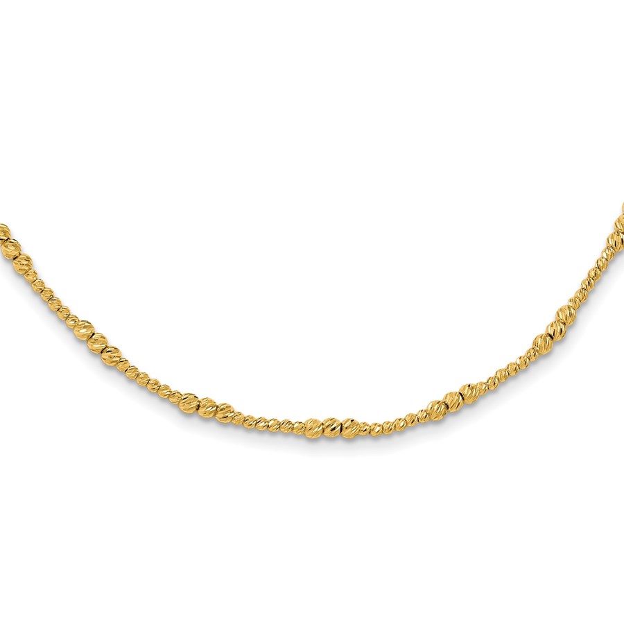 14K Yellow Gold Diamond-cut Beaded 18in Necklace - 18 in.
