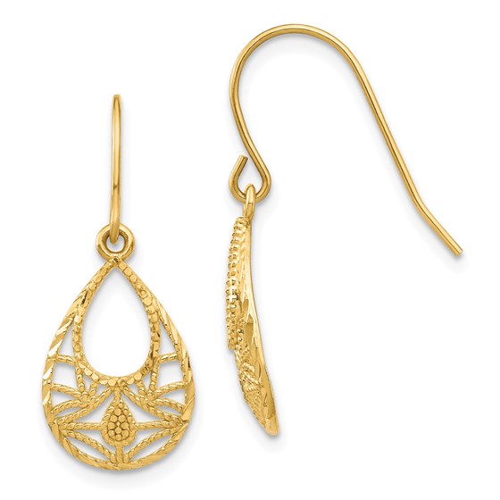 14k Yellow Gold Diamond-cut Dangle Earrings 14k Yellow Gold Diamond-cut Dangle Earrings