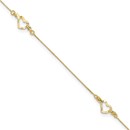 14K Yellow Gold Diamond-cut Heart 10in Plus Anklet - 11 in.