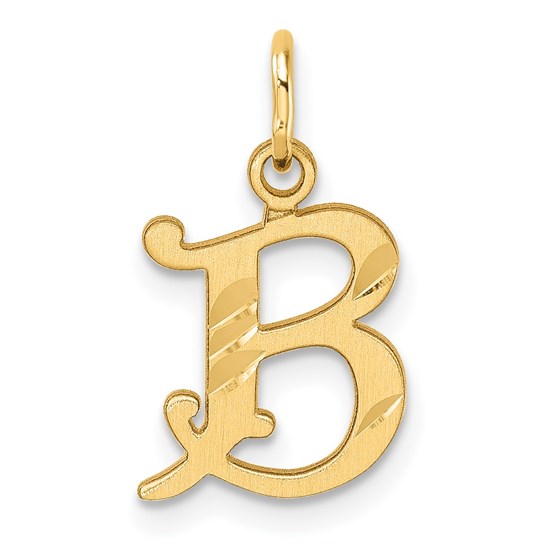 14K Yellow Gold Diamond-cut Letter B Initial Charm - 19.2 mm 14K Yellow Gold Diamond-cut Letter B Initial Charm - 19.2 mm