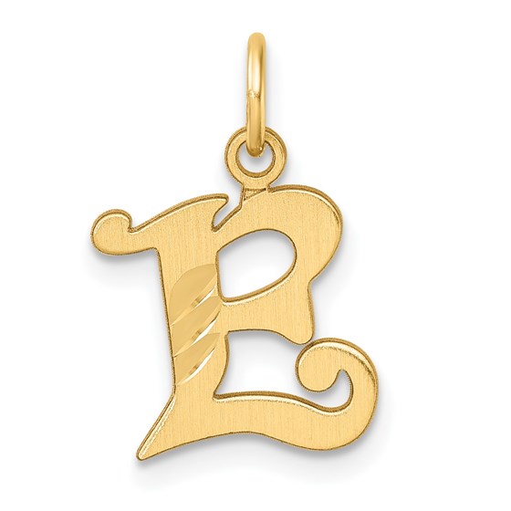 14K Yellow Gold Diamond-cut Letter E Initial Charm - 19.2 mm 14K Yellow Gold Diamond-cut Letter E Initial Charm - 19.2 mm