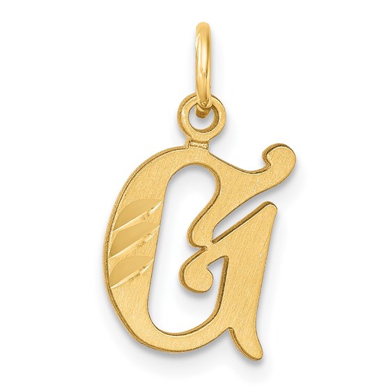 14K Yellow Gold Diamond-cut Letter G Initial Charm - 20.1 mm
