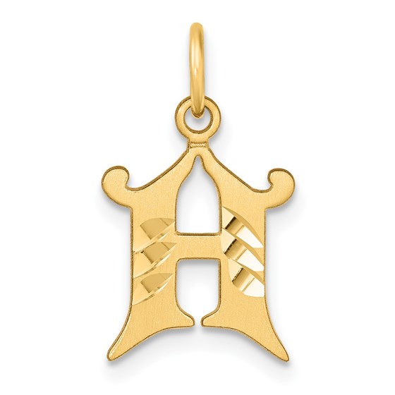 14K Yellow Gold Diamond-cut Letter H Initial Charm - 20.5 mm 14K Yellow Gold Diamond-cut Letter H Initial Charm - 20.5 mm