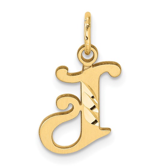 14K Yellow Gold Diamond-cut Letter J Initial Charm - 20 mm 14K Yellow Gold Diamond-cut Letter J Initial Charm - 20 mm