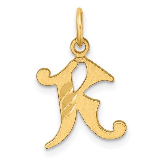 14K Yellow Gold Diamond-cut Letter K Initial Charm - 19.9 mm 14K Yellow Gold Diamond-cut Letter K Initial Charm - 19.9 mm