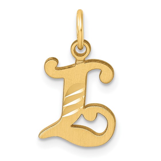 14K Yellow Gold Diamond-cut Letter L Initial Charm - 19.7 mm 14K Yellow Gold Diamond-cut Letter L Initial Charm - 19.7 mm