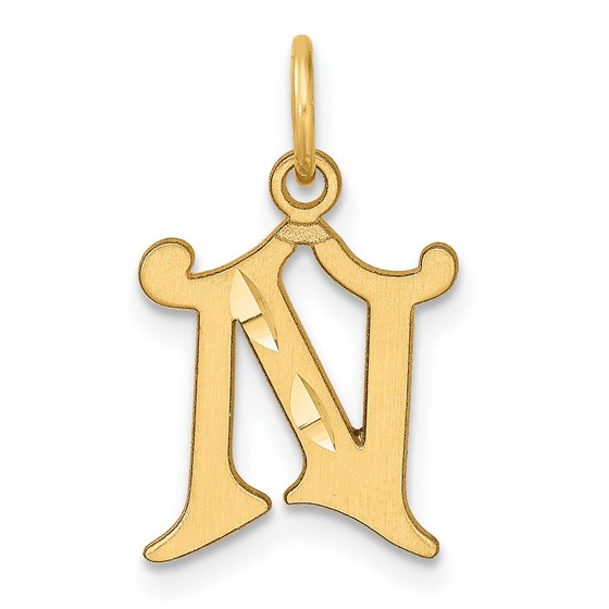14K Yellow Gold Diamond-cut Letter N Initial Charm - 20.3 mm 14K Yellow Gold Diamond-cut Letter N Initial Charm - 20.3 mm