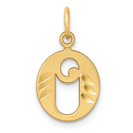 14K Yellow Gold Diamond-cut Letter O Initial Charm - 20 mm 14K Yellow Gold Diamond-cut Letter O Initial Charm - 20 mm