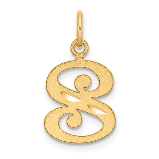 14K Yellow Gold Diamond-cut Letter S Initial Charm - 20.4 mm 14K Yellow Gold Diamond-cut Letter S Initial Charm - 20.4 mm