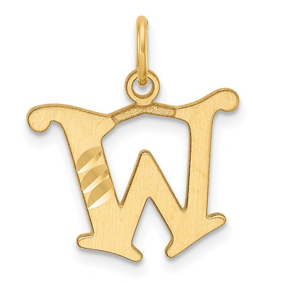 14K Yellow Gold Diamond-cut Letter W Initial Charm - 19.6 mm 14K Yellow Gold Diamond-cut Letter W Initial Charm - 19.6 mm