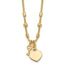 14K Yellow Gold Diamond-cut Lock Heart Charm Necklace - 17 mm