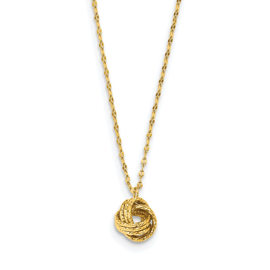14k Yellow Gold Diamond-cut Love Knot Necklace - 18 in.