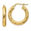 14k Yellow Gold Diamond-cut Round Hoop Earrings - 15 mm