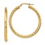 14k Yellow Gold Diamond-cut Round Hoop Earrings - 30 mm