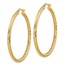 14k Yellow Gold Diamond-cut Round Hoop Earrings - 3x40 mm