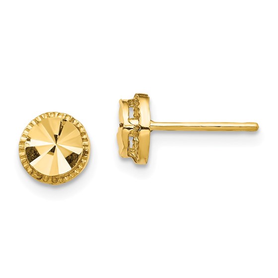 14k Yellow Gold Diamond-Cut Round Post Earrings 14k Yellow Gold Diamond-Cut Round Post Earrings