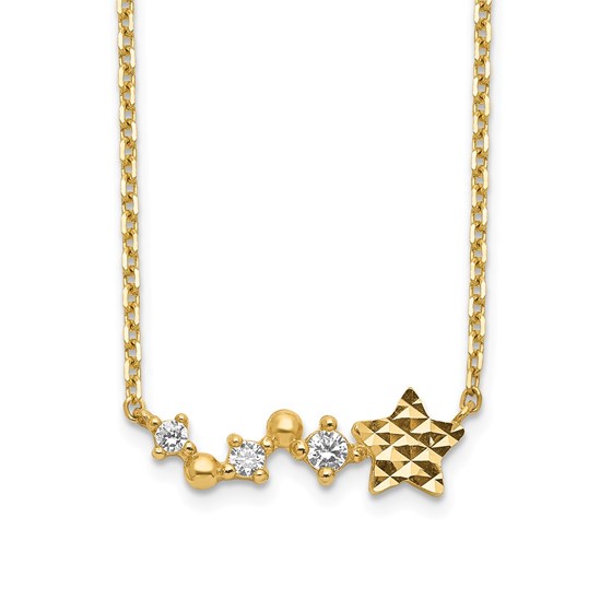 14k Yellow Gold Diamond-Cut Star w/ 2 in ext Necklace - 20 in. 14k Yellow Gold Diamond-Cut Star w/ 2 in ext Necklace - 20 in.