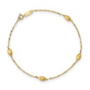 14k Yellow Gold Diamond-cut w/Satin Beads Bracelet - 7.5 in.