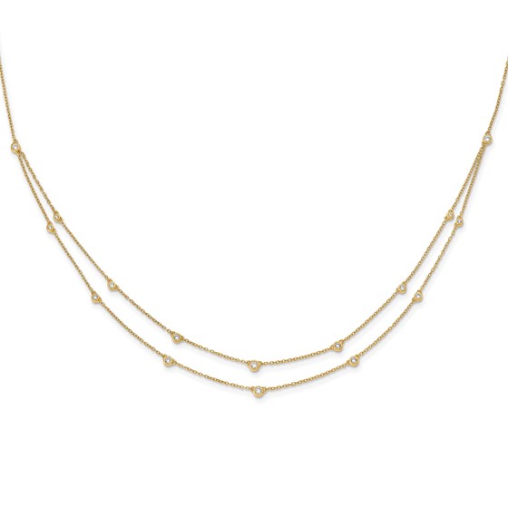 14K Yellow Gold Diamond Double Strand Bracelet - 7 in. 14K Yellow Gold Diamond Double Strand Bracelet - 7 in.