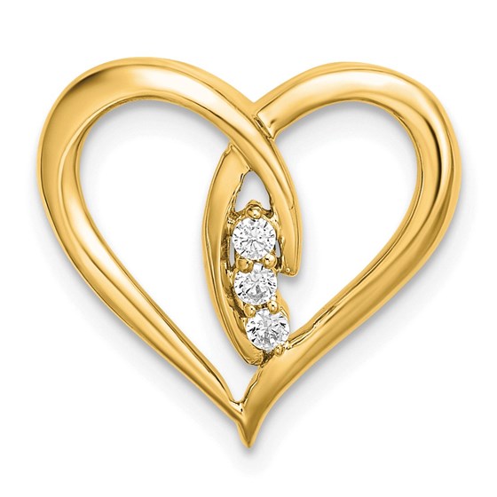 14K Yellow Gold Diamond Heart Chain Slide - 15.05 mm