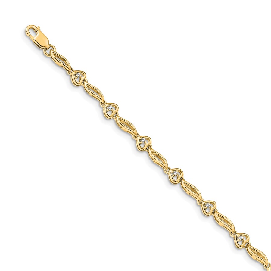 Buy 14k Yellow Gold Diamond Hearts Tennis Bracelet 7 in. APMEX
