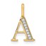 14K Yellow Gold Diamond Letter A Initial Pendant - 15.43 mm