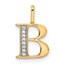 14K Yellow Gold Diamond Letter B Initial Pendant - 15.26 mm