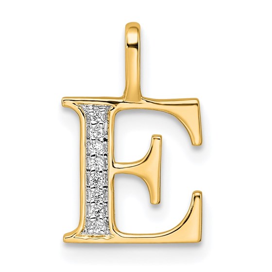 14K Yellow Gold Diamond Letter E Initial Pendant - 15.33 mm 14K Yellow Gold Diamond Letter E Initial Pendant - 15.33 mm