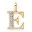 14K Yellow Gold Diamond Letter E Initial Pendant - 15.33 mm