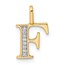 14K Yellow Gold Diamond Letter F Initial Pendant - 15.4 mm