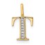 14K Yellow Gold Diamond Letter T Initial Pendant - 15.26 mm