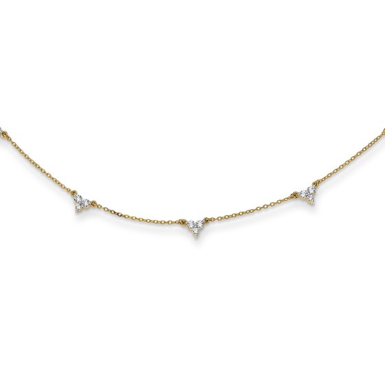 14K Yellow Gold Diamond Multi Station 16 inch Necklace - 16 in. 14K Yellow Gold Diamond Multi Station 16 inch Necklace - 16 in.