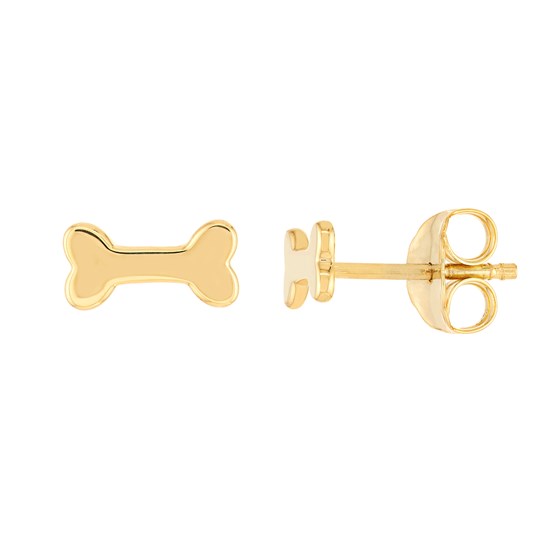 14K Yellow Gold Dog Bone Stud Earrings