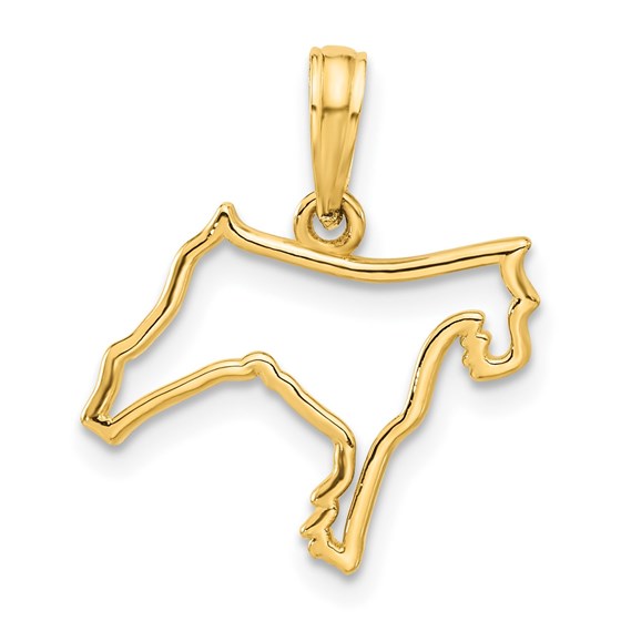 14K Yellow Gold Dog Outline Pendant - 18 mm 14K Yellow Gold Dog Outline Pendant - 18 mm