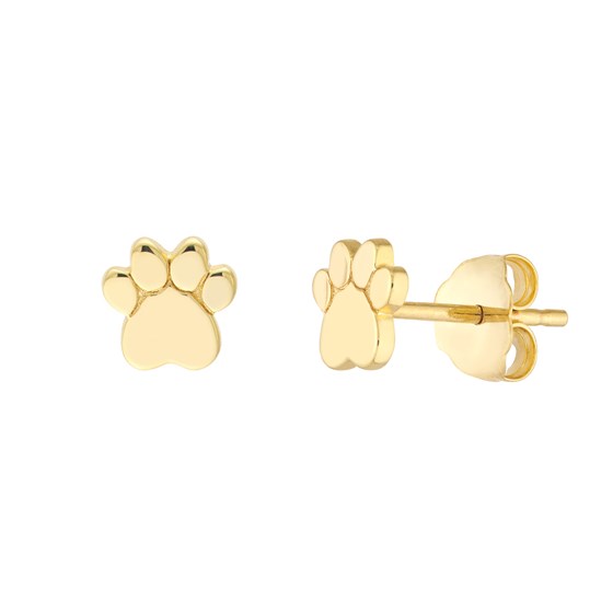 14K Yellow Gold Dog Paw Stud Earrings 14K Yellow Gold Dog Paw Stud Earrings
