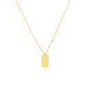 14K Yellow Gold Dog Tag Pendant Rope Necklace - 16"-18"