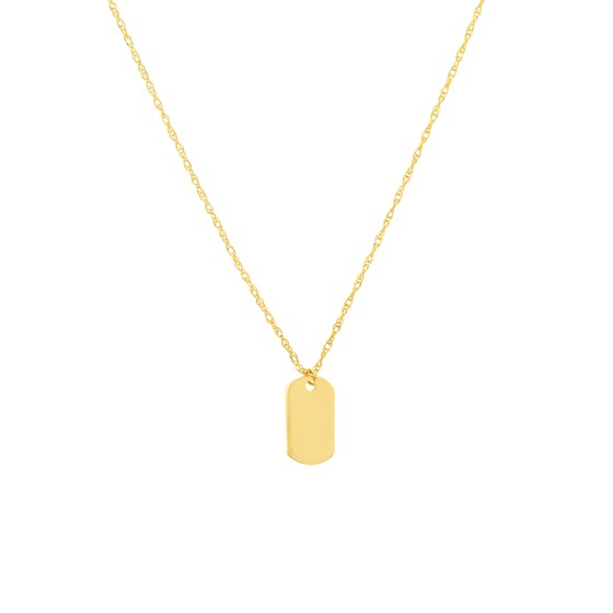 14K Yellow Gold Dog Tag Pendant Rope Necklace - 16"-18" 14K Yellow Gold Dog Tag Pendant Rope Necklace - 16"-18"