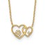 14K Yellow Gold Double Heart CZ Necklace - 18 in.