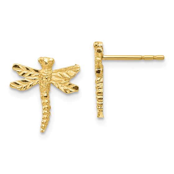 14k Yellow Gold Dragonfly Post Earrings 14k Yellow Gold Dragonfly Post Earrings