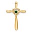 14K Yellow Gold Emerald Cross w/Heart Chain Slide - 26.8 mm